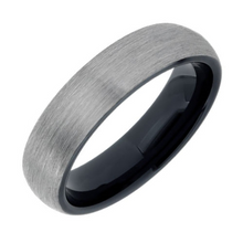 Load image into Gallery viewer, Tungsten Band with Brushed Center and Black Interior Size 8.5