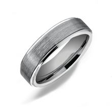 Load image into Gallery viewer, Tungsten Band with Brushed Center and Step Down Edges Size 11