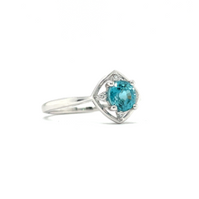 Load image into Gallery viewer, Blue Zircon and Diamond White Gold Ring