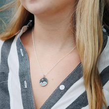 Load image into Gallery viewer, Sterling silver mountain and snowflake necklace