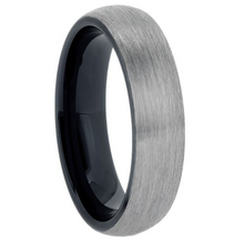 Load image into Gallery viewer, Tungsten Band with Brushed Finish and Black Plated Inside Size 12.5