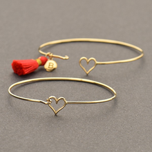Load image into Gallery viewer, Bronze Charm Bracelet - Heart Hook and Eye Closure