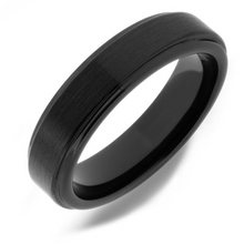 Load image into Gallery viewer, Black Tungsten Band with Brushed Center and Step Down Edges Size 10.5