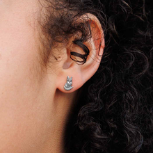 Load image into Gallery viewer, Sterling Silver Dimensional Sitting Fox Post Earrings