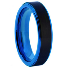 Load image into Gallery viewer, Black Tungsten Band with Blue Inner Sleeve Size 13