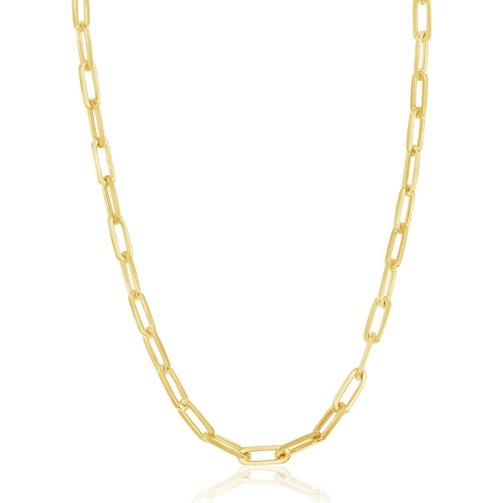 20in Sterling Silver 3.2mm Paper Clip Chain- Gold Plated