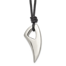 Load image into Gallery viewer, Stainless Steel Polished Claw 20in Leather Cord Necklace
