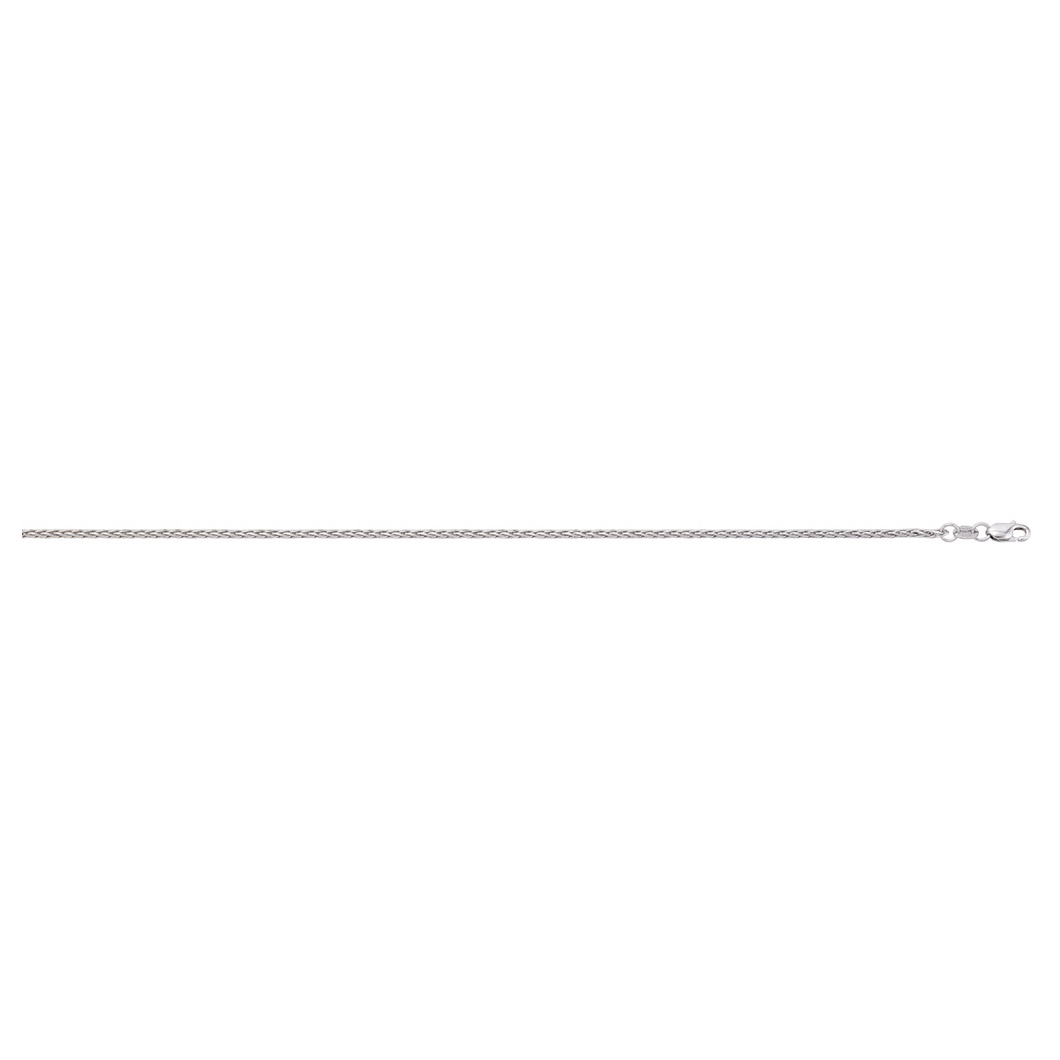 10K white gold 1mm diamond cut round wheat chain