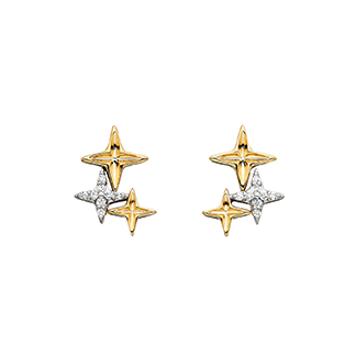 Tri Star Diamond Stud Earrings
