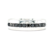 Load image into Gallery viewer, sterling silver band with .50cttw black diamonds
