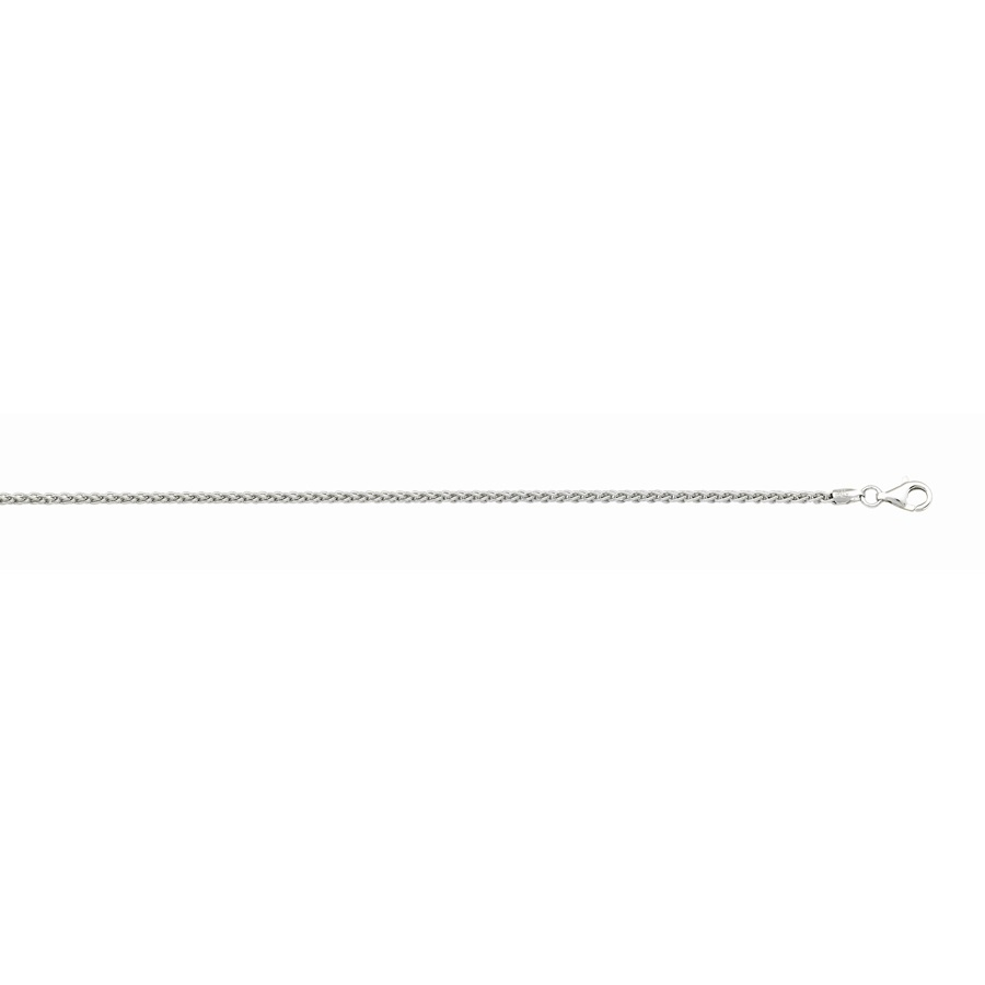 Sterling Silver Rhodium Plated 2.6mm 22in Diamond Cut Round Wheat Chain