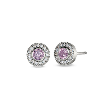 Sterling silver round simulated pink sapphire and simulated diamonds