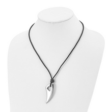 Load image into Gallery viewer, Stainless Steel Polished Claw 20in Leather Cord Necklace
