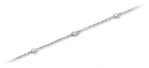 Sterling Silver bezel set clear CZ 9''+1'' ext anklet