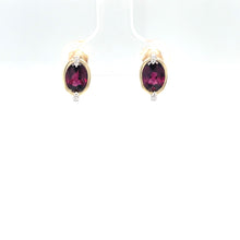 Load image into Gallery viewer, Oval Rhodalite Garnet Earrings Set In Yellow Gold
