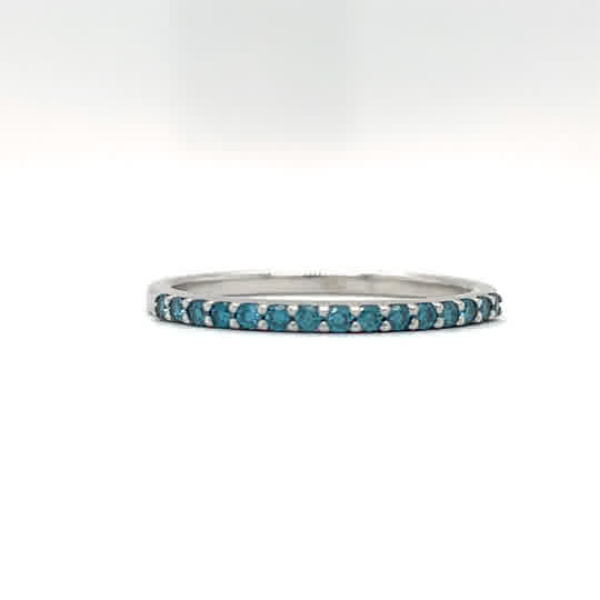 14 karat white gold Kings Peak Mountain Plains ring with 0.15cttw of Natural Blue color enhanced diamonds