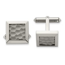 Load image into Gallery viewer, Titanium Polished and Hammered Cuff Links
