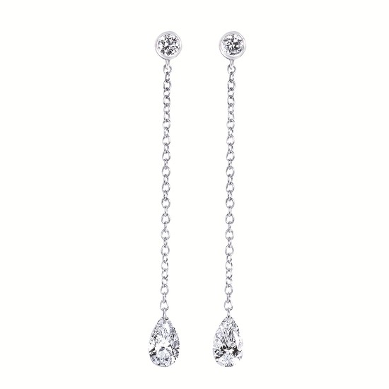 Drilled Lab Created Diamond Dangle Earrings