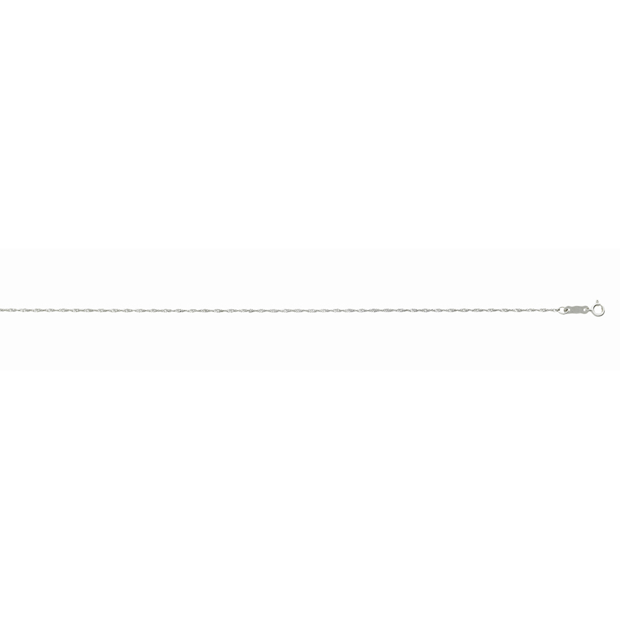 1mm 10K white gold wheat chain