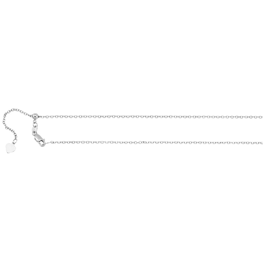 22 Inch Adjustable White Gold Cable Chain