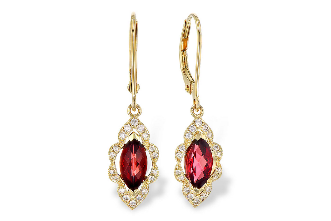 Yellow gold Vintage Inspired Garnet Earrings