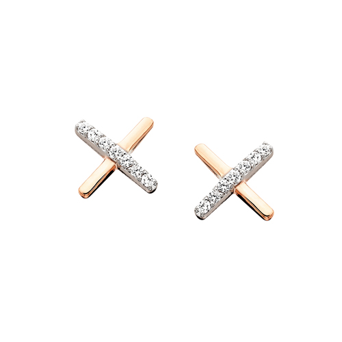 Rose Gold Criss-Cross Diamond Earrings