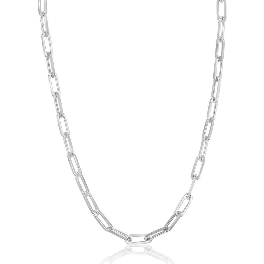 20in Sterling Silver 3.2mm Paper Clip Chain- Rhodium Plated