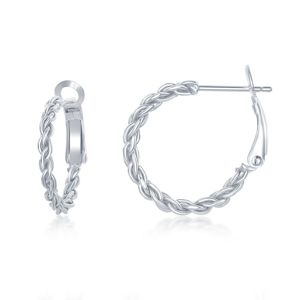 Sterling silver 20mm rope design hoop earrings