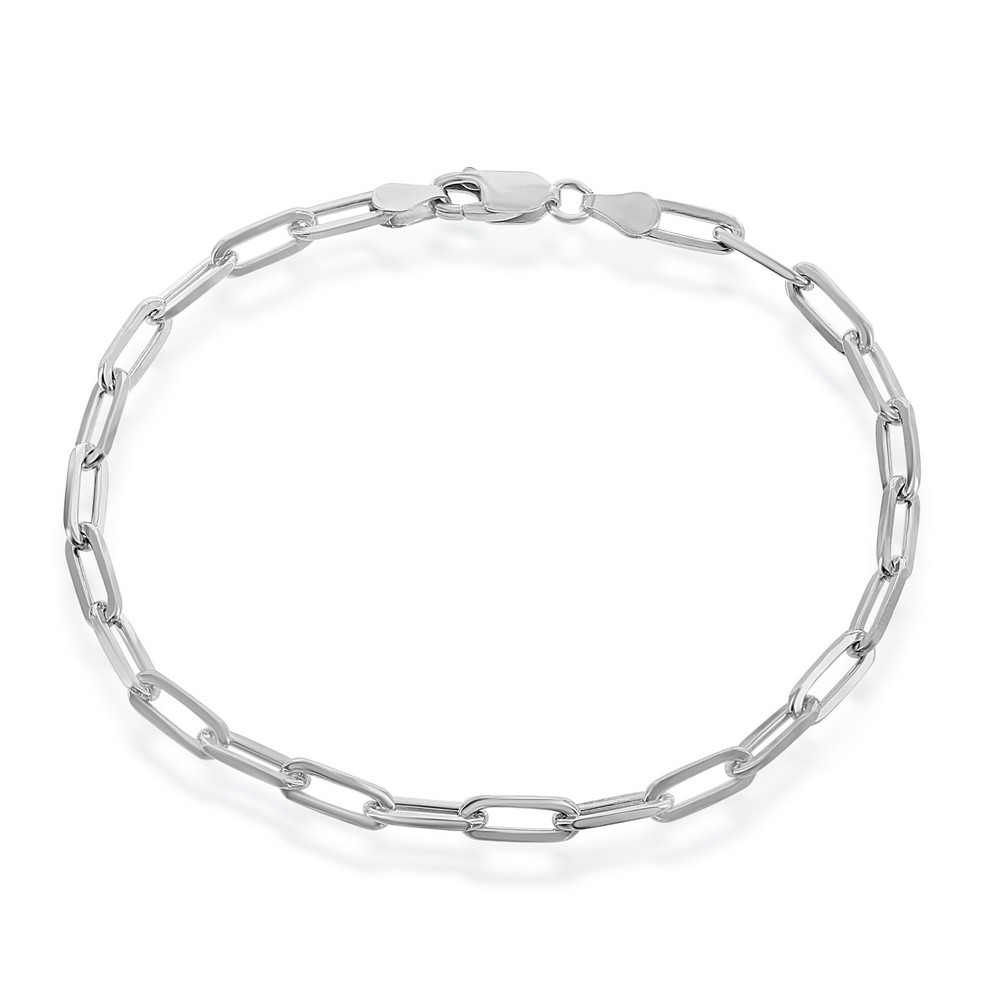Sterling Silver 4mm Paper Clip Bracelet