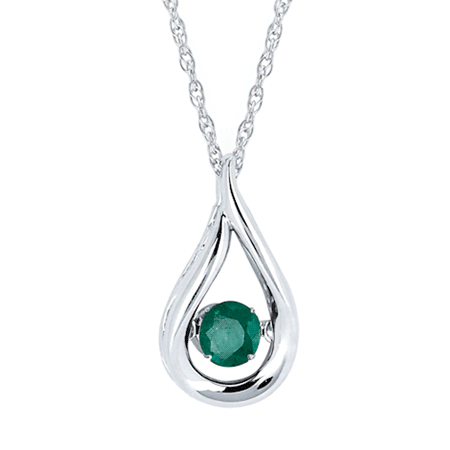 Natural May Birthstone Dancing Stone Silver Necklace