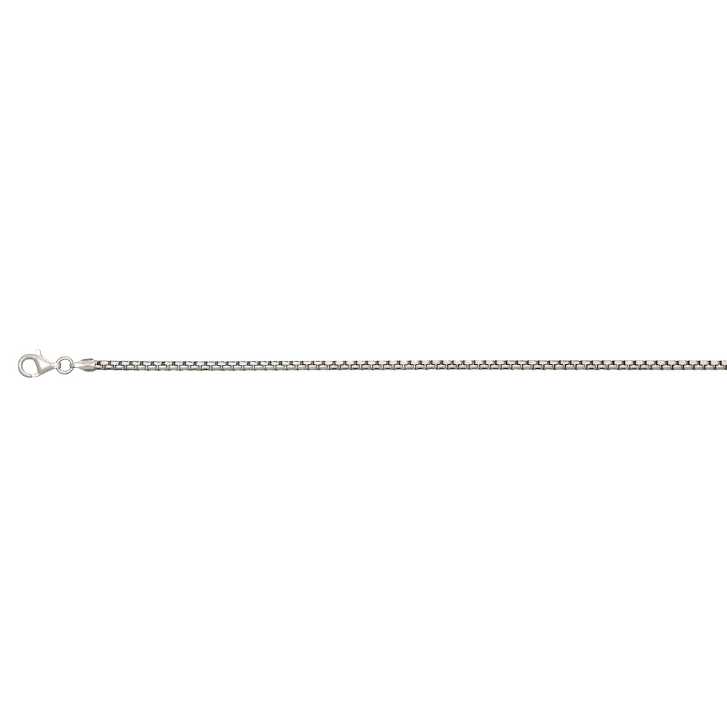 Sterling Silver Rhodium Plated 2.2mm 22in Box Chain