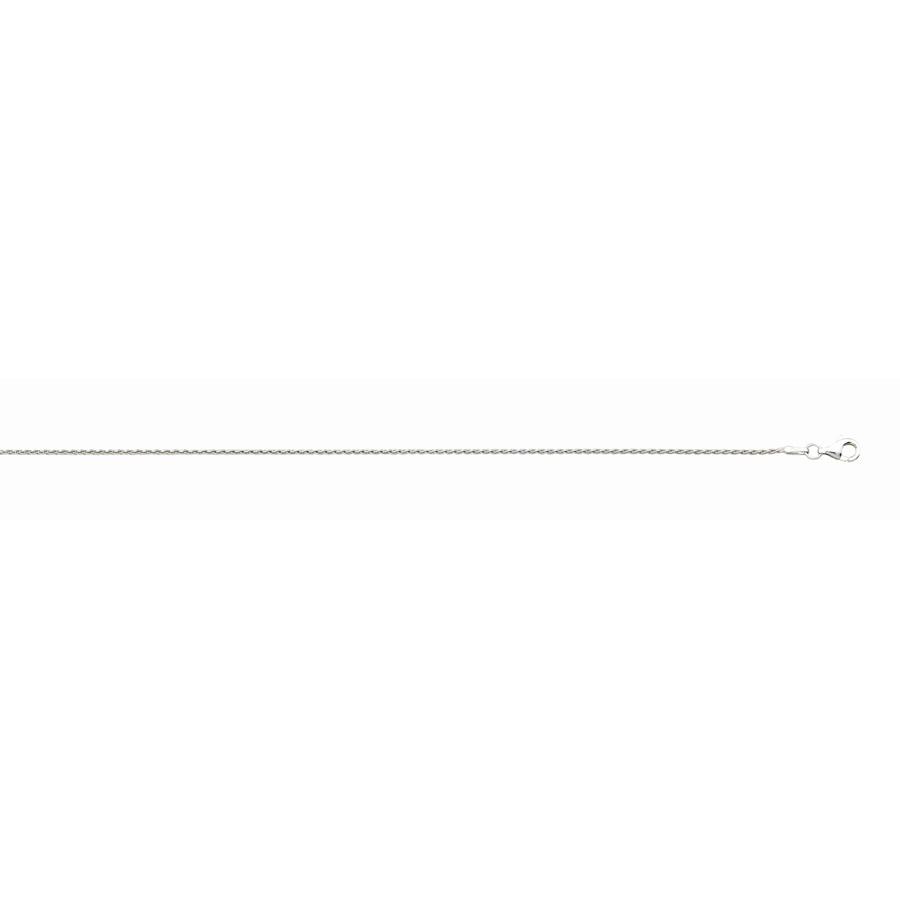 Sterling Silver Rhodium Plated 1.2mm 22in Diamond Cut Round Wheat Chain