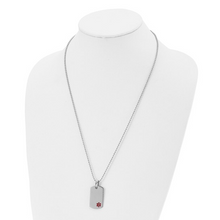 Load image into Gallery viewer, Stainless Steel Polished with Red Enamel Medical ID Dog Tag on a 24 inch Ball Chain Necklace
