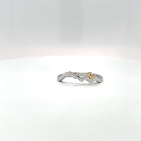 Kings peak crescent moon tracer band 10k white gold band and 10k yellow gold crescent