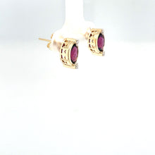 Load image into Gallery viewer, Oval Rhodalite Garnet Earrings Set In Yellow Gold
