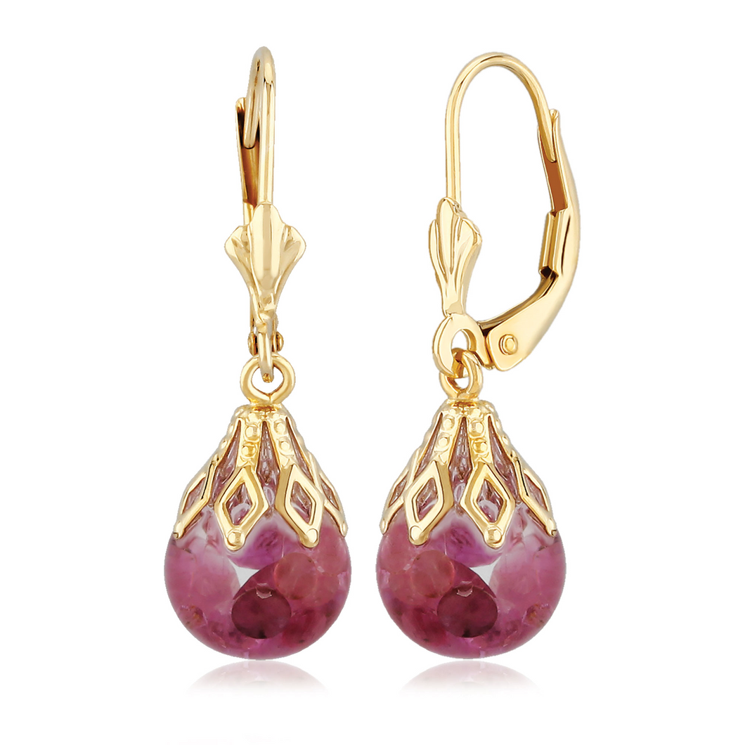 Floating Ruby Earrings in Yellow Gold