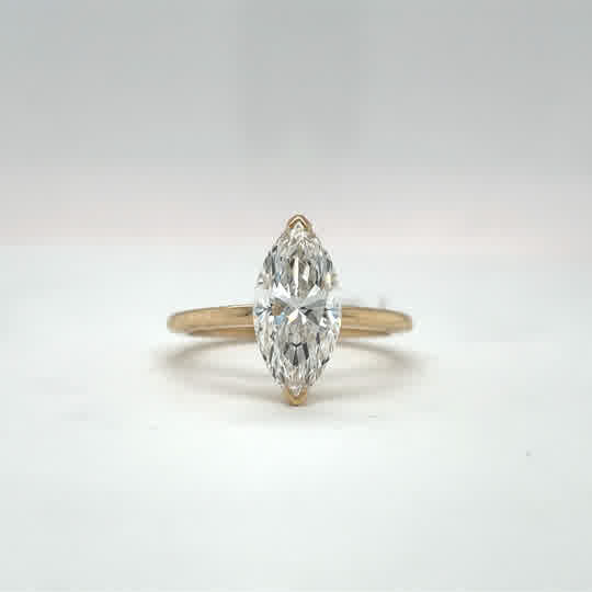 14k yellow gold Solitaire engagement ring with 2.04  lab grown E VVS2 IGI Marquise stone