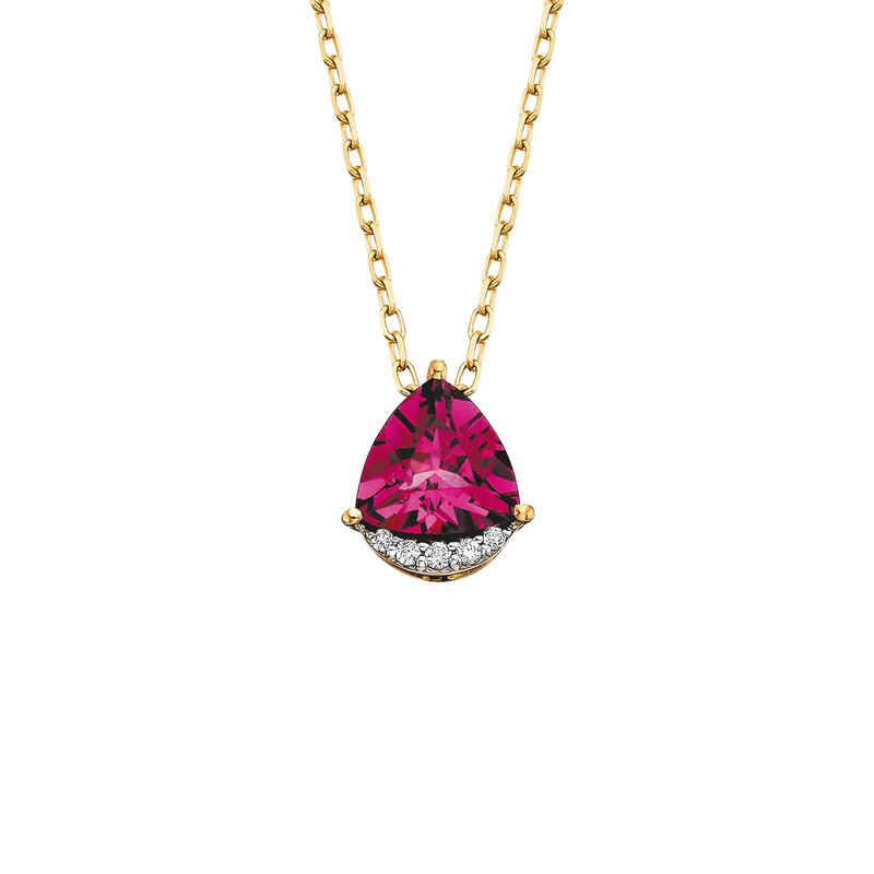 Rhodolite garnet and diamond pendant in 10k yellow gold 0.02ctw