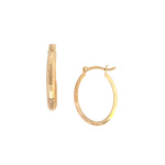 Gold Filled small oval textured hoop earrings 27mm H x 19mm W