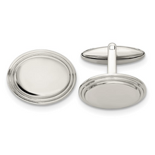 Load image into Gallery viewer, Stainless Steel Polished Oval Cufflinks
